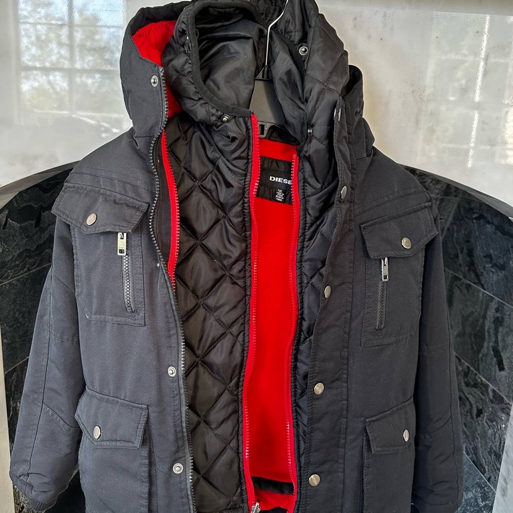 Boys’ Diesel 2 Piece Winter Coat with Removable Vest Sz 8